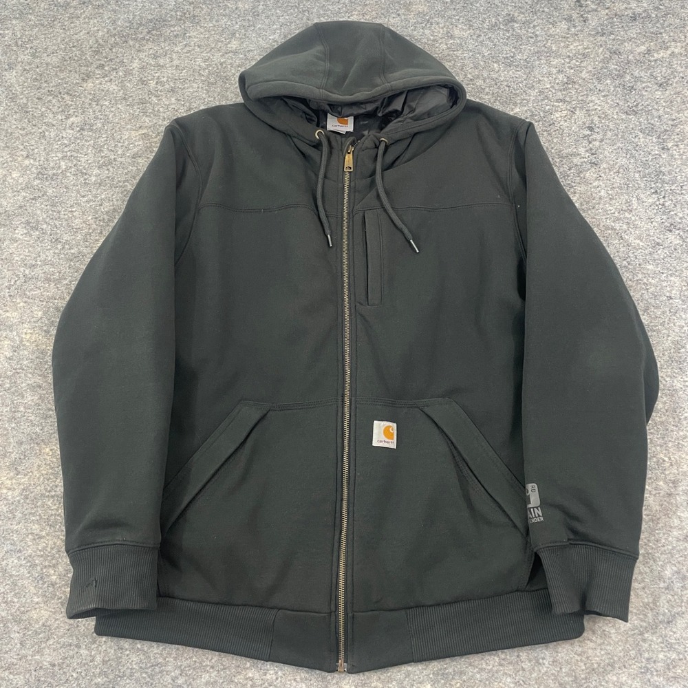 Carhartt Rain Defender Lined Hoodie Jacket Regular Full Zip Workwear Men's XL - Picture 1 of 11